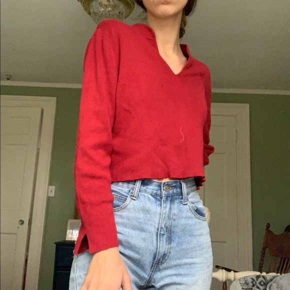 Brandy Melville Tops - Red cropped long sleeve top